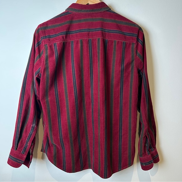 Vintage 90’s Lauren Ralph Lauren Burgundy Striped Corduroy Dark Academia Shirt - Picture 2 of 8